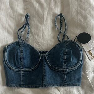NWT Amuse Society Denim Cropped Top